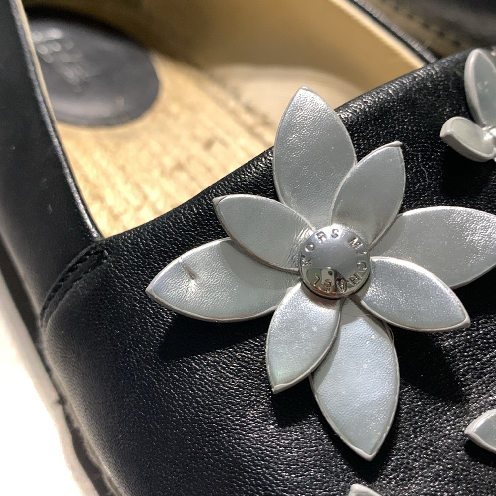 Michael Kors Black & Silver Floral Espadrille Size 8 1/2 - Picture 11 of 11
